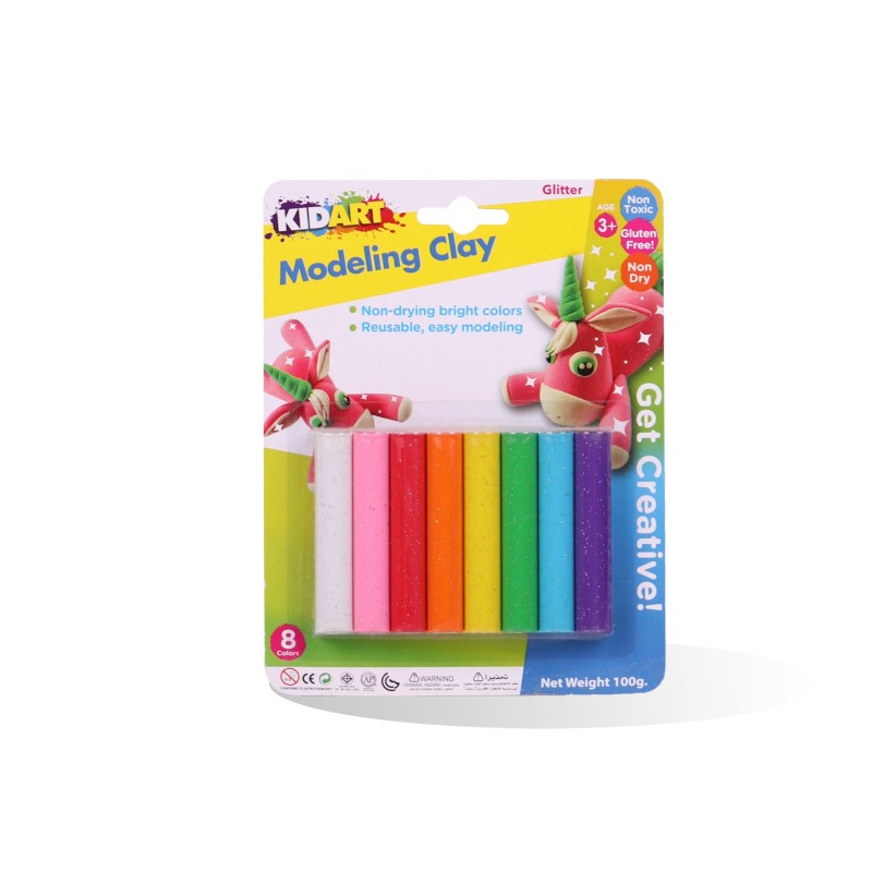PATE A MODELER DE 8 GLITTER KIDART