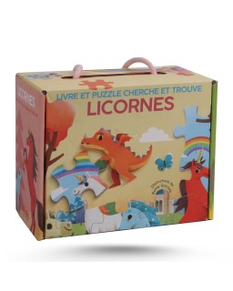 LIVRE ET PUZZLE CHERCHE ET TROUVE LICORNES