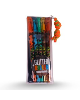 POCH DE 5 STYLO EN GEL GLITTER DINO WORLD