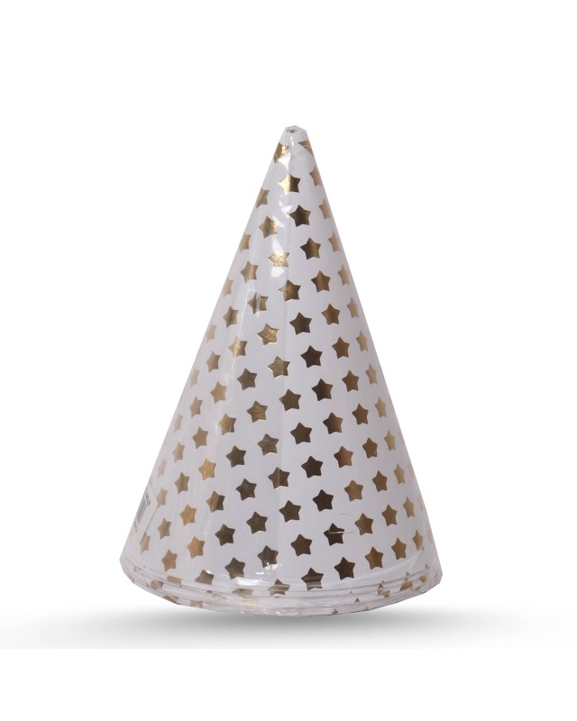 CHAPEAU ANNIVERSAIRE 6PCS ARGENT DORÉ MOTIF ÉTOILE