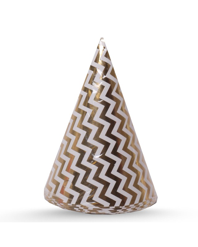 CHAPEAU ANNIVERSAIRE 6PCS ARGENT DORÉ MOTIF ZIGZAG