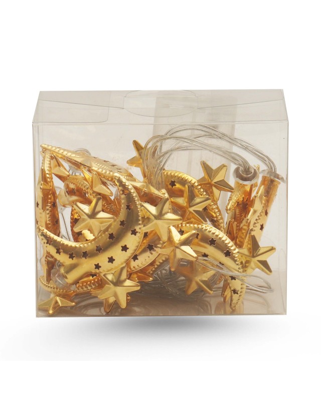 GUIRLANDE LED CROISSANT DE LUNE + ÉTOILE DORE