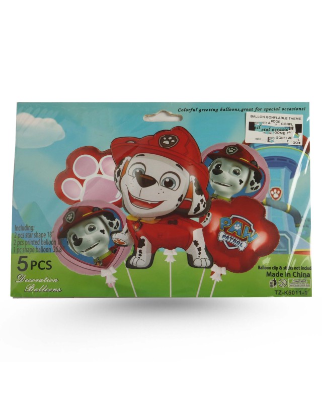 BALLON GONFLABLE THEME PAW PATROL 5PCS