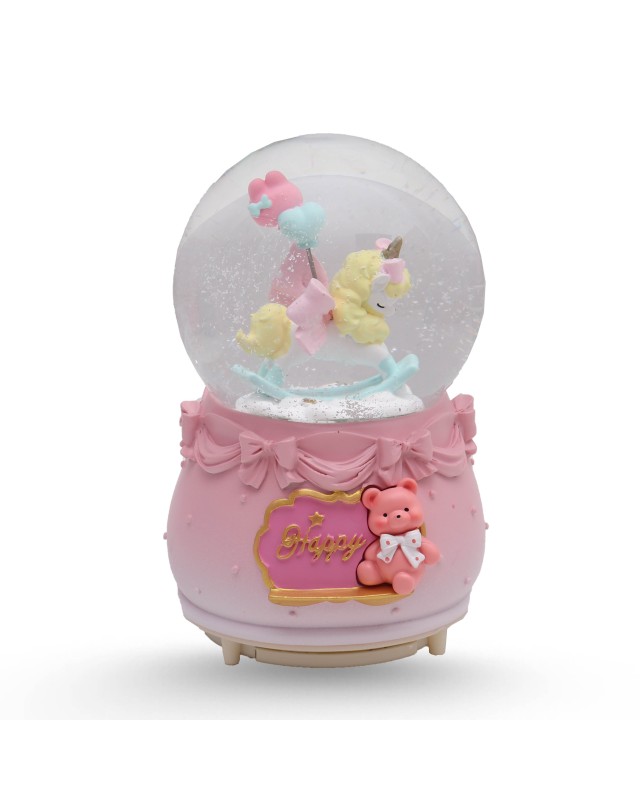 BOULE DE NEIGE MM - HAPPY BEAR ROSE