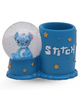 BOULE DE NEIGE + PORTE STYLO - STITCH BLEU