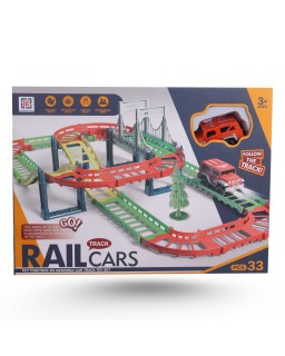JEU CIRCUIT RAIL CARS 33 PIÈCES