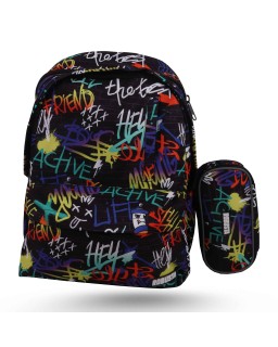 SAC A DOS + TROUSSE IMPRIMÉ - 2 POCHES - ROBUSTA