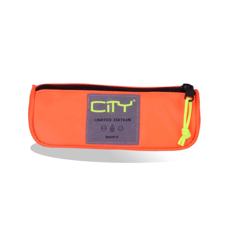TROUSSE CITY SATINE + FLUO ORONGE