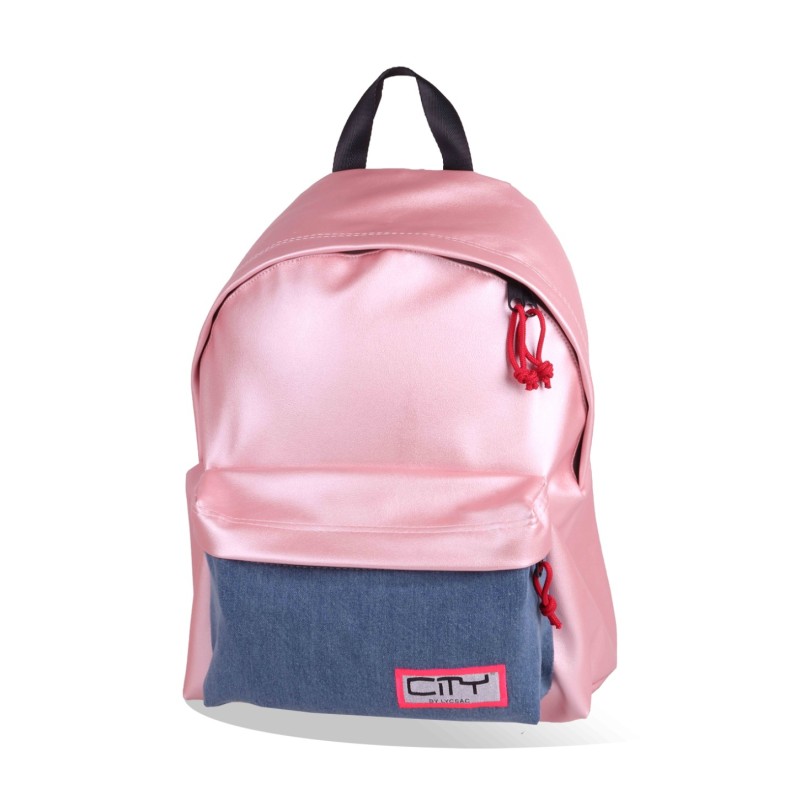 SAC A DOS UNI SIMILCUIR CITY METALISEE ROSE + DJINE