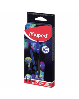 BOITE GEOMETRIE METAL DEEPSEA 9PCS MAPED