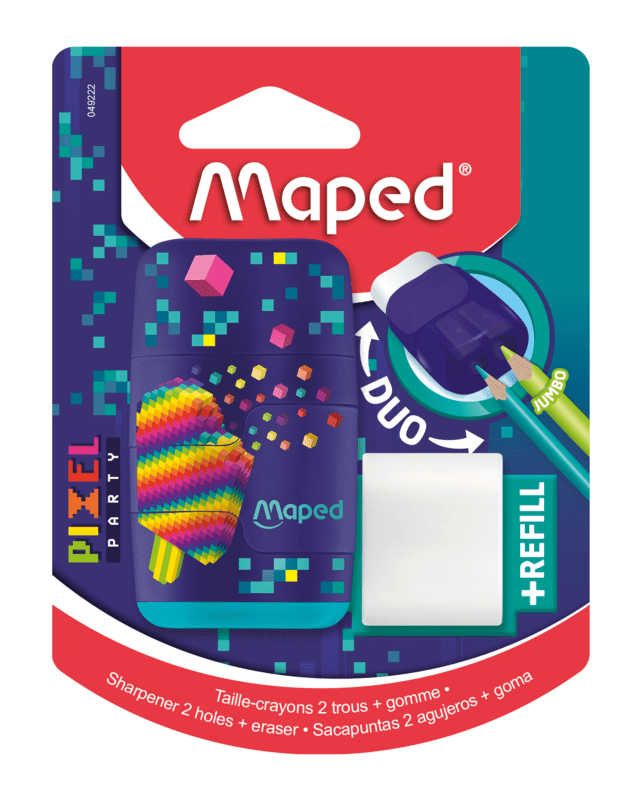 BLISTER TAILLE CRAYON + GOMME PIXEL PARTY MAPED